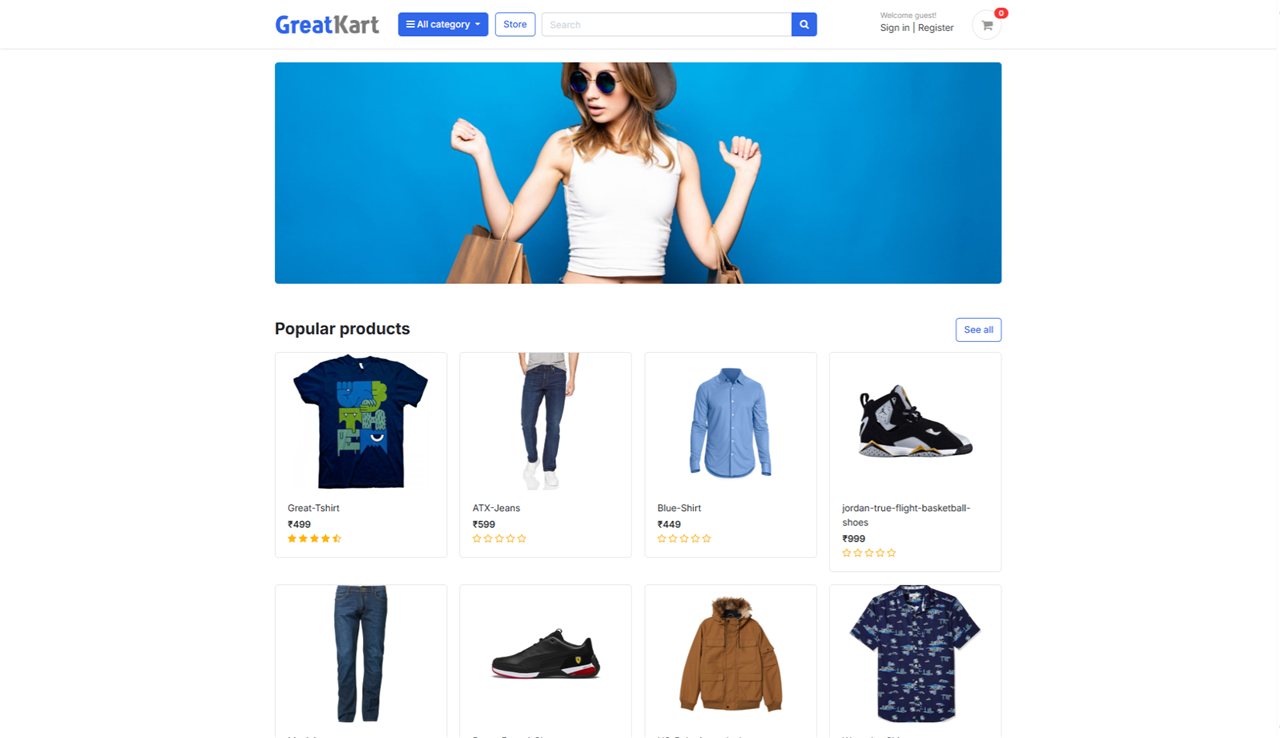 Screenshot of the GreatKart Online Shopping System